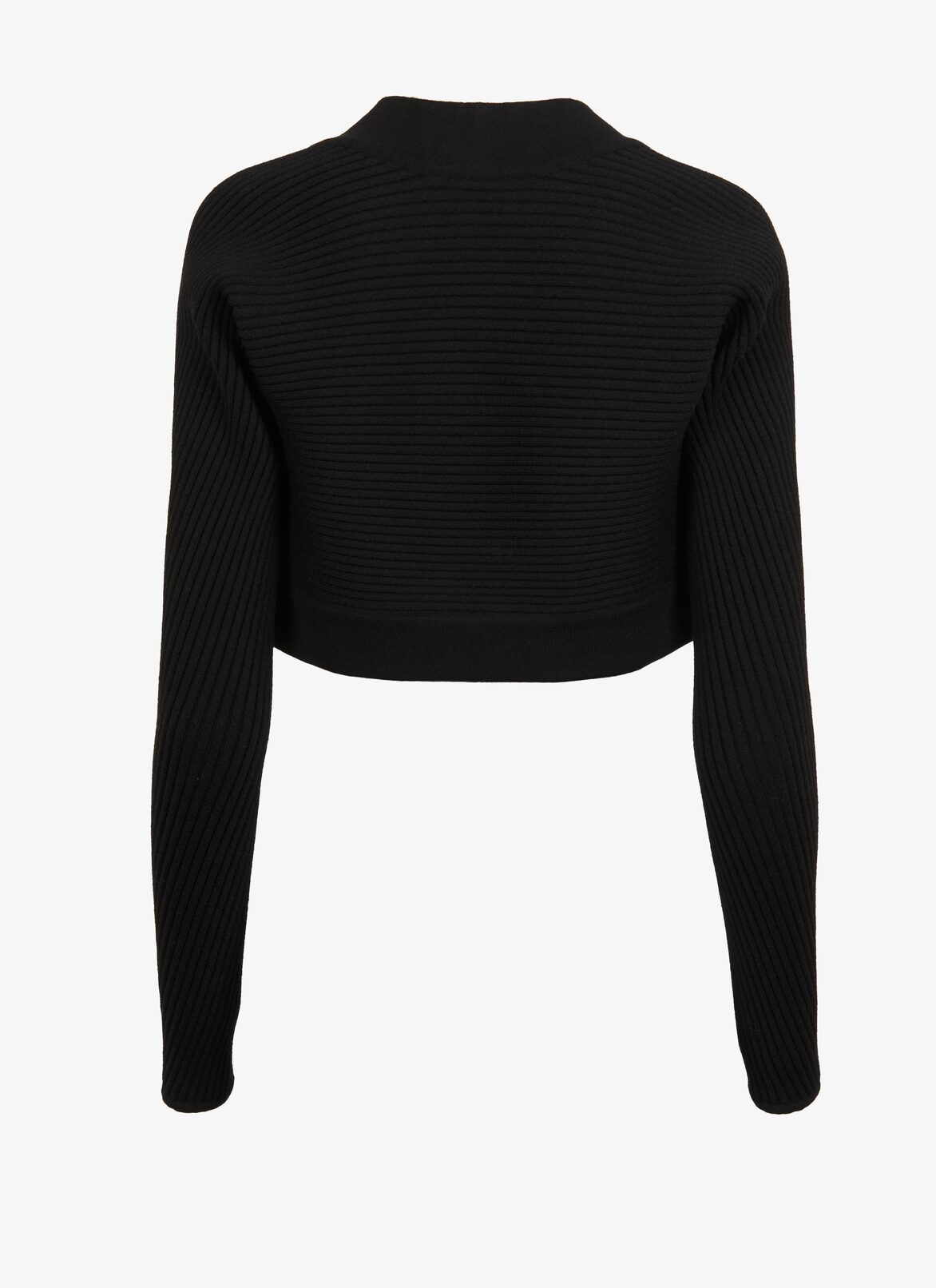 Wool-Blend Ribbed Bolero Jacket ALAÏA BLACK WOOL-BLEND RIBBED BOLERO JACKET